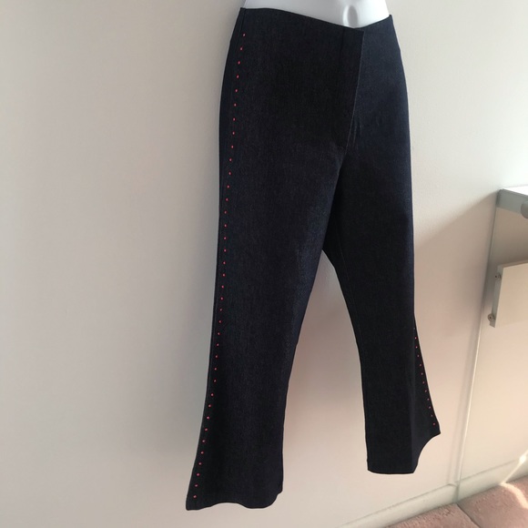 Petra Denim Dark Blue Capri Jeans with Ruby Red Studs 90’s Y2K - Picture 5 of 16